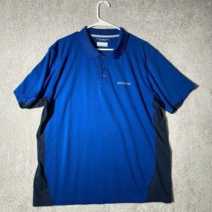 COLUMBIA Omni Shade Mens XL Polo Shirt Blue Two Tone Short Sleeve Collared